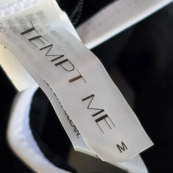 Tempt Me Womens Racerback Halter Bikini Top Med Black White Lightly Padded - Picture 3 of 5